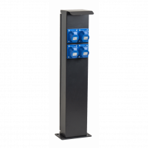 Ohmtec - Potelet Camping 80cm 4 Prises Cee 10a Avec Protection - Corps en alu et socle en acier - Gris anthracite
