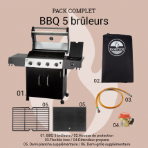Roster - Pack Complet Bbq Gaz 5 Feux Premium + Housse + Accessoires