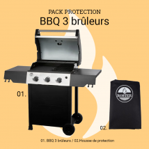 Roster - Barbecue Gaz 3 Brûleurs Avec Plancha/grille + Housse Imperméable