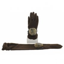 Gants Longs Montant Laine/Nylon Marron - Vincent Pradier