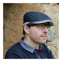 Casquette Plate Lin Rayures Bleues - Traclet - 56 cm - Lin - Angleterre