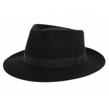 Chapeau Fedora Jacson Noir - Crambes - 59 cm - Feutre laine - France