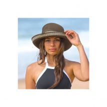 Chapeau Breton Femme Très Chic Marron/Ivoire Emthunzini Hats - 58 cm - Fibres Naturelles - Chine