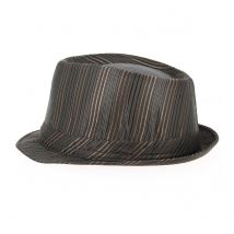 Chapeau Trilby Rayures Satiné Marron - Traclet - 58 cm - polyester viscose - Italie