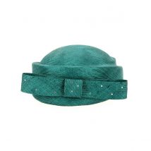Chapeau de Cérémonie Paille Naturelle Vert/Strass - Traclet