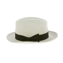Chapeau Fedora Feutre Poil Blanc/Marron - Borsalino - 56 cm - Feutre poil - Italie