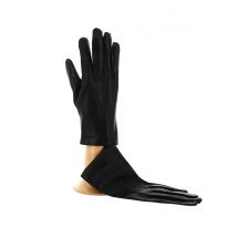 Gants homme en cuir/doublure en soie noir - Traclet - Taille 8 - Soie - Italie