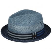Chapeau Trilby Berle Paille Bleu - Bailey - 59 cm - papier - Chine
