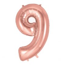 Folienballon Zahlen - rose gold 9