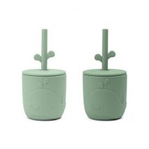 Peekaboo Trinkbecher mit Strohhalm Wally - 2-pack - Green