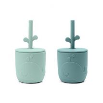 Peekaboo Trinkbecher mit Strohhalm Wally - 2-pack - Blue