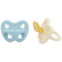2 Kieferorthopädie -Zitzen - Enten und Sterne - 0-3 Monate - Babyblau und milchig weiß