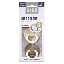 BIBS - 2 BIBS tutjes glow in the dark - vanilla & dark oak maat 1