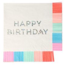 Meri Meri - Kleine servetten met franjes - Happy Birthday