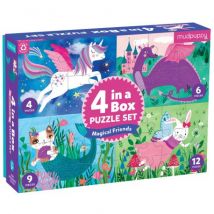 Mudpuppy - 4 puzzels in een box - Magische vrienden