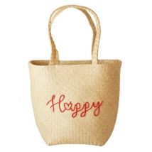 Rice - Raffia shopping tas - Happy - naturel