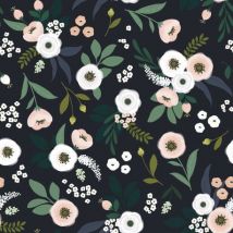 Lilipinso - Behangpapier bloemenmotief op donkere achtergrond