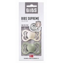 BIBS - Set van 2 BIBS Supreme tutjes in silicone - Ivory & Sage maat 2