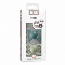 BIBS - Set van 2 BIBS Supreme tutjes in silicone - Island sea & Sage maat 2