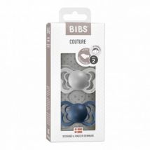 BIBS - Set van 2 BIBS Couture tutjes in natuurrubber - Cloud & Steel blue maat 2