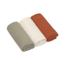 Laessig - Set met 3 tetradoeken - Olive & milky & rust - 60 x 60 cm