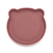 Petit Monkey - Siliconen bord met zuignap Bear - Mahony rose