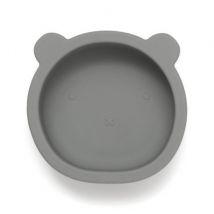 Petit Monkey - Siliconen kom met zuignap Bear - Pewter green