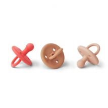Liewood - Set van 3 siliconen Paula tutjes - Apple red multi mix 6-36 maanden
