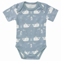 Fresk - Biokatoen romper met korte mouwen - Whale 3-6 maanden Blauw