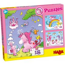 Haba - Set van 3 schitterende puzzels - Eenhoorn Flonkerglans
