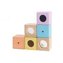 Plan Toys - Houten pastelkleurige zintuigblokken