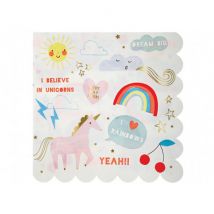 Meri Meri - Set von 16 'rainbows and unicorns' Papierservietten