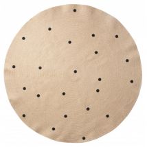 Ferm Living - Großer Jute-Teppich mit Punkten 'Black dots'