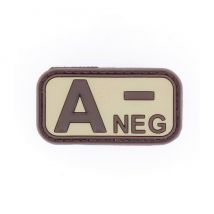 Prostokątna naszywka pvc 3d grupa krwi a- z rzepem - desert