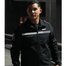 Softshell Sécurité Privée Avec Bande Hv Noir - Safetek By Gk - Taille S - Vet Sécurité