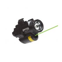 Lampe Pour Arme De Poing Compact Rail Court + Laser Vert 650 Lumens Strobe 1 Cr123 - Nightstick - Vet Sécurité