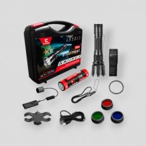 Zestaw xt12gt pro (latarka + zapłon zdalny + uchwyt broni + filtry + akumulator + etui + smycz + przewód usb-c) - czarny - klaru