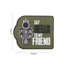 Naszywka "say hello to my friend" z pvc zielona - 101 inc
