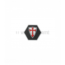 Patch Hexagonal Bouclier Templier Rouge Et Noir - Jtg - Vet Sécurité