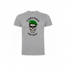 Tee Shirt Gris Chiné Le Diable Marche Avec Nous - Army Design - Taille L - Vet Sécurité