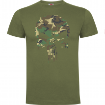 Tee-shirt Vert Punisher Woodland - Army Design - Taille S - Vet Sécurité