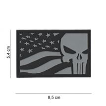 Naszywka 3d pvc punisher usa flag grey - 101 inc