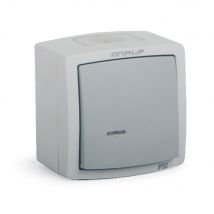 Onalp - Interrupteur Poussoir Etanche Extérieur Voyant Lumineux Ip55 Encastrée Ou Saillie - Gris