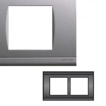 Norvika - Plaque Double Horizontale Entraxe 57mm - Gris alu