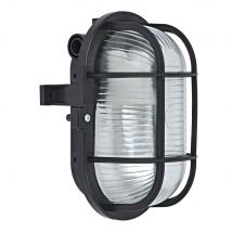 BricolageDirect - Hublot Ovale 60w Intérieur Extérieur + Grille De Protection - Polycarbonate - Noir