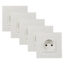 Noane - Lot 5 Prises Murales Encastrables 16a Complètes hes - Blanc brillant