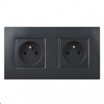 Noane - Double Prise Murale Encastrable 2p+t Complete Anthracite