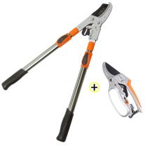 Krisalys - Coupe Branches Téléscopique À Crémaillère Ø45mm + Sécateur À Crémaillère Ø20mm