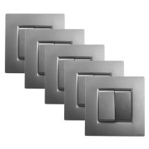 Noane - Lot De 5 Interrupteurs Va Et Vient Double 10a Complets Alu