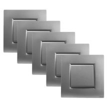 Noane - Lot De 5 Interrupteurs Poussoirs 10a Complets Alu